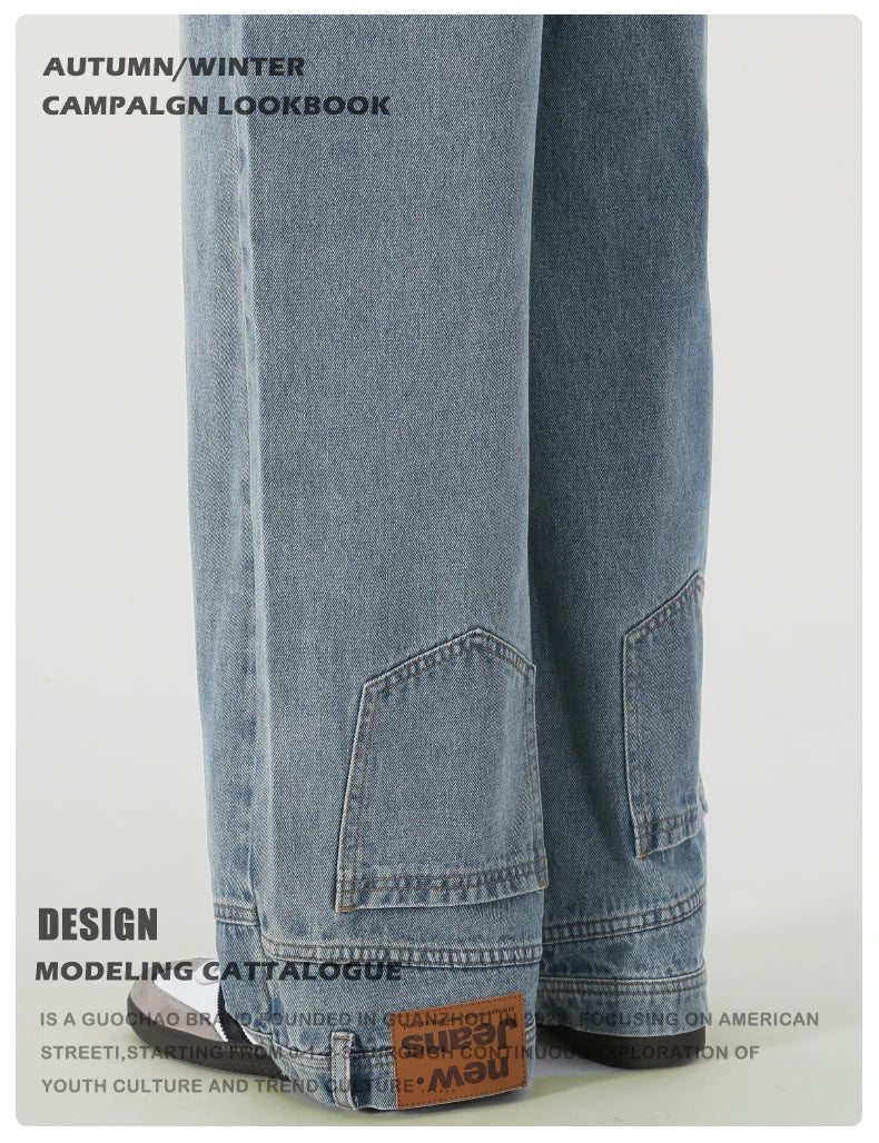 Retro Wide-Leg Baggy Denim Jeans – Unisex Straight Fit