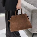 High Quality Autumn Winter New Matte Suede Tote Bag Large Capacity Commuter Casual Portable Shoulder Genuine Leather Women's Bag