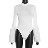 FAGADOER Winter New Sexy Fur Patchwork 2 Pieces Set for Woman Outfits Long Sleeves Bodycon Playsuits + Shorts Female Streetwear