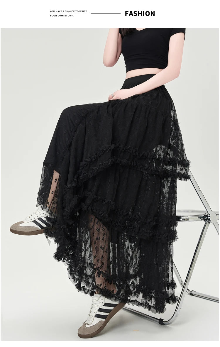 Gothic Lace Trumpet Skirt – Fairycore & Punk Streetwear
