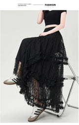 Gothic Lace Trumpet Skirt – Fairycore & Punk Streetwear