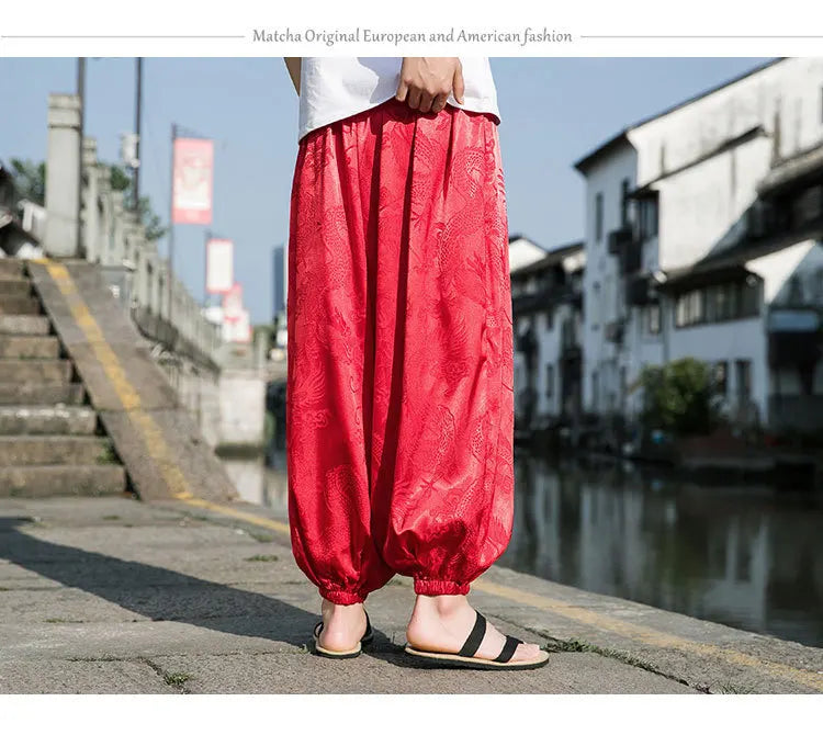 Men’s Ice Silk Dragon Jacquard Bloomers
