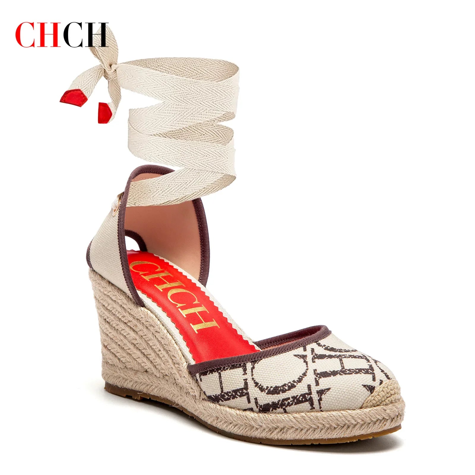 Women's Espadrille Wedge Sandals – Ankle Strap Lace-Up