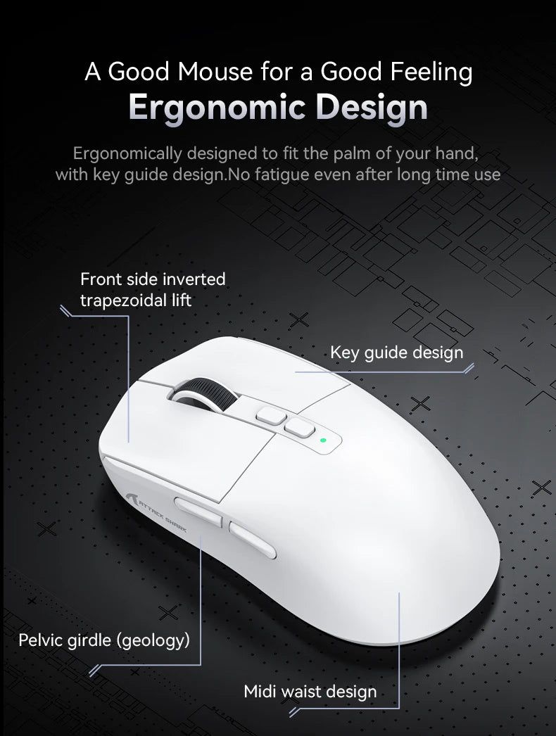 Attack Shark X6 Wireless Mouse RGB Touch Magnetic Charging Base PAW3395 Tri-Mode Connection Macro Gaming Mouse