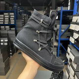 Men Women High-TOP Shoes Casual Canvas Jumbo Lace Up Sneakers Luxury Designer Zip Hip Hop Autumn Flats Black Boots