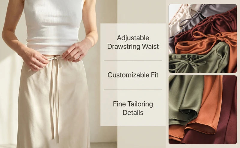 Women's Satin Maxi Skirt – Elegant Ankle-Length