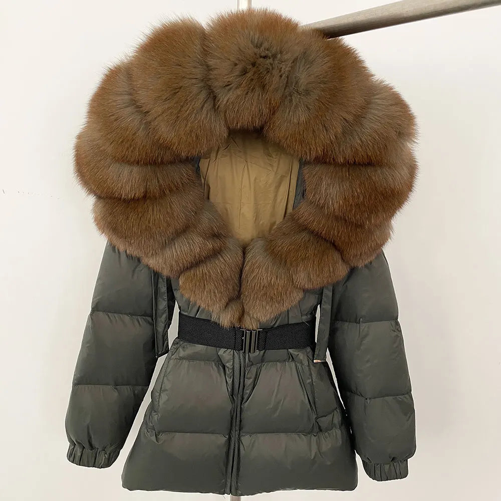 Real Fox Fur Hooded Duck Down Puffer