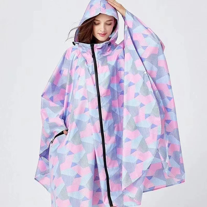 Women's Elegant Waterproof Poncho Raincoat – All Sizes