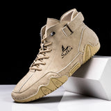Men's Handmade Split Leather Ankle Boots Sneaker
