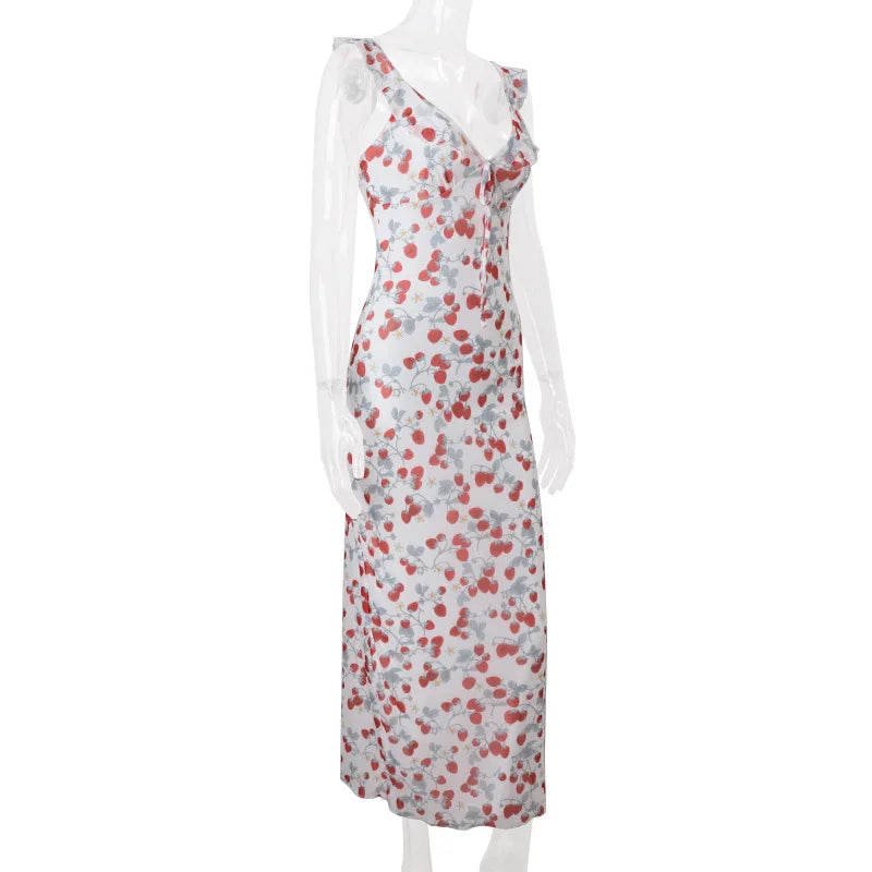 Women's Floral Print Backless Maxi Dress
