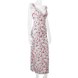 Women's Floral Print Backless Maxi Dress
