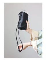 Full Grain Leather Soft Balck Small Size Crossbody Bags For Women Luxury Adjustable Shoulder Strap Underarm Bag Portable Handbag