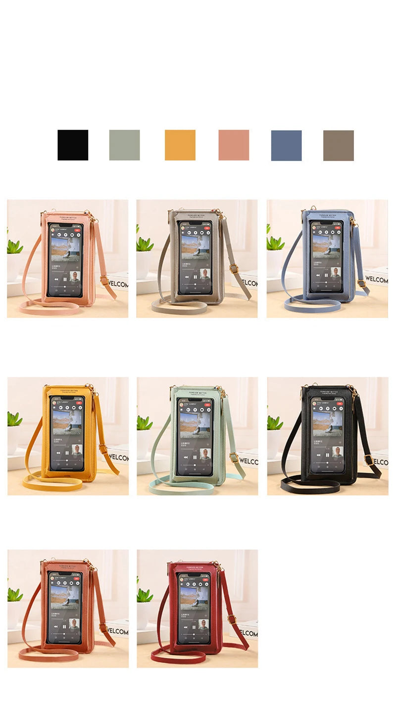 Women Crossbody Bags Touch Screen Cell Phone Purse 2023 Fashion Shoulder Bag Mobile Mini Wallet Card Holder Handbag for Female