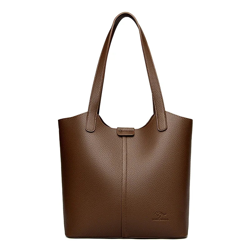 Genuine Brand High End Soft Pu Leather Shoulder Bag For Women Casual Tote Bag Female Purse Simple Design Handbag Commuting Sac