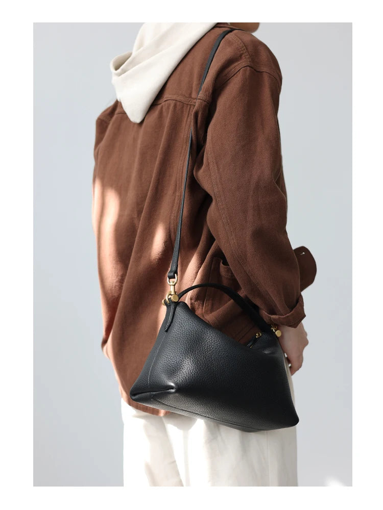 2024 Women Genuine Leather Luxury Handbags Small Size Versatile Cowhide Crossbody Bag Fashion Soft Messenger Purses