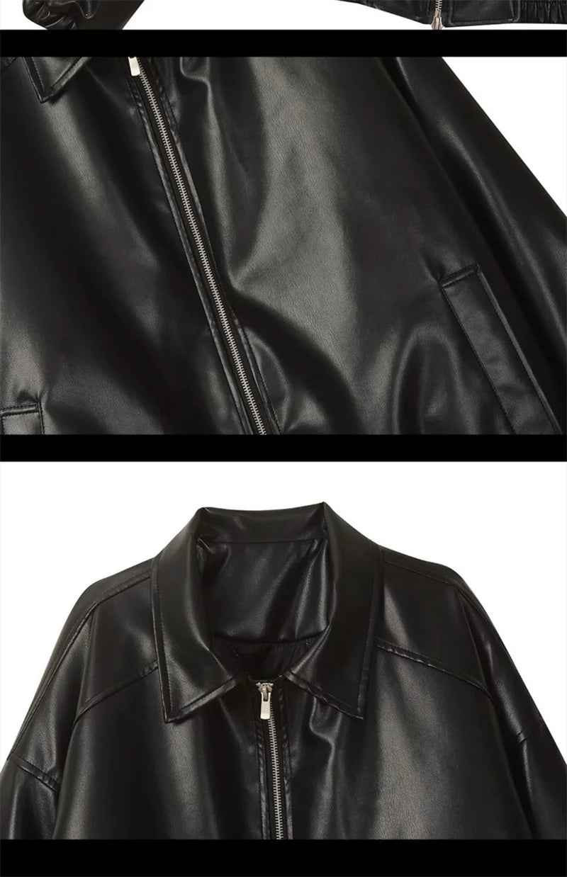 Women's Retro Faux Leather Zip-Up Jacket