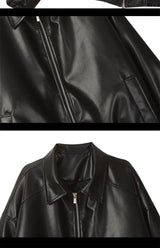 Women's Retro Faux Leather Zip-Up Jacket