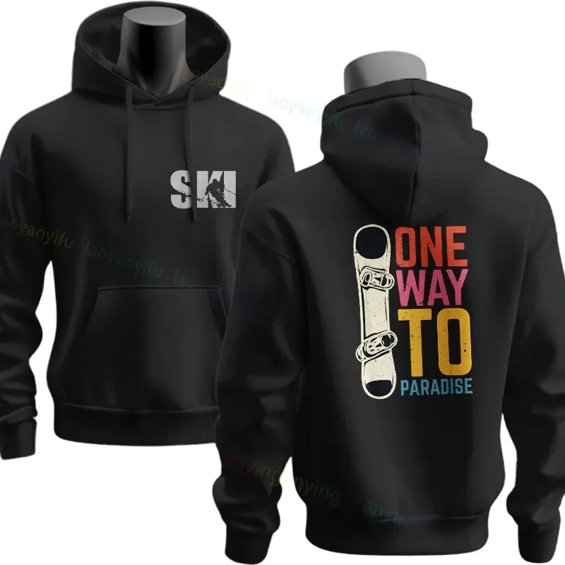 Men's Ski & Snowboard Graphic Hoodie for Fall and Winter
