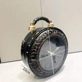 Vintage Clock-Style Circular Shoulder Bag