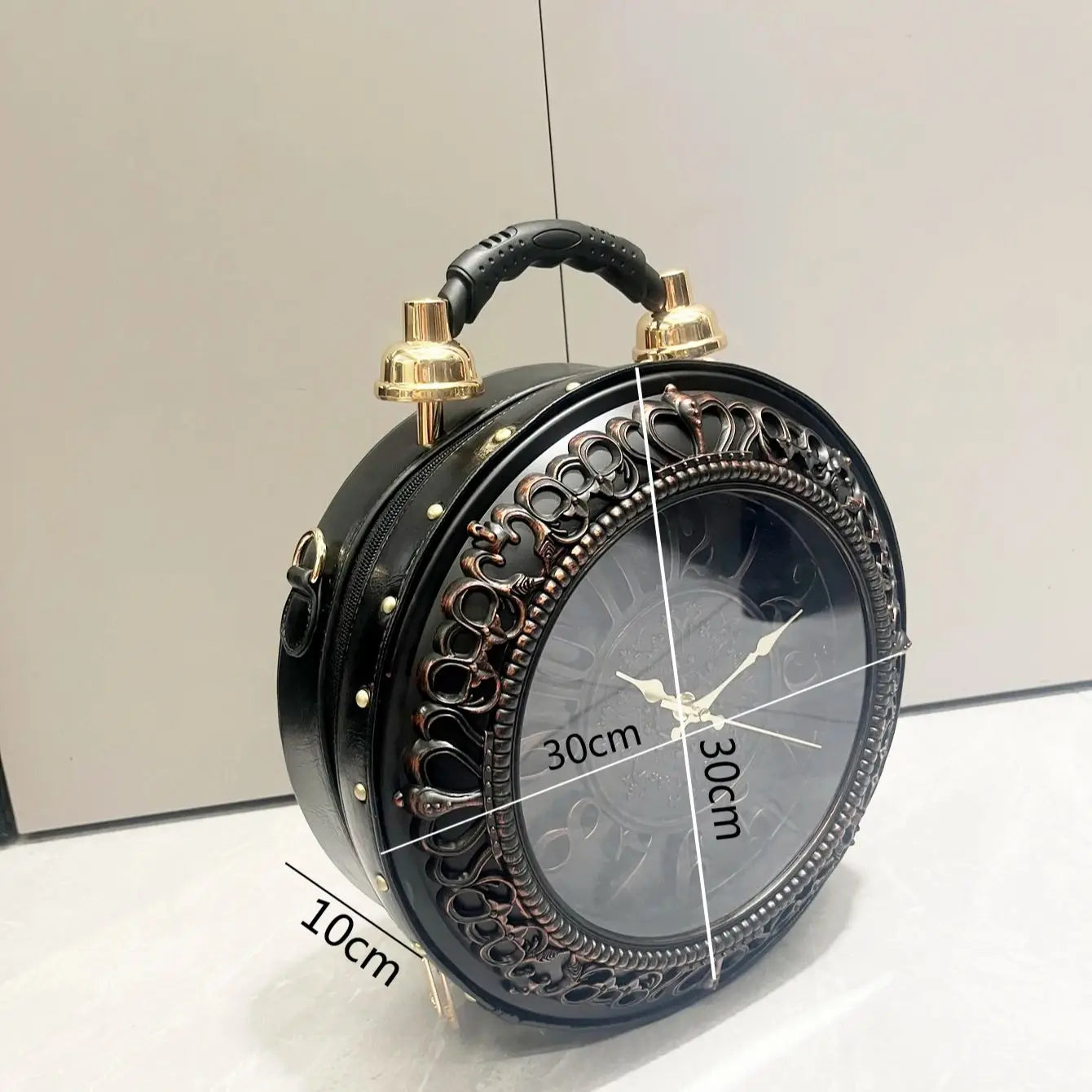 Vintage Clock-Style Circular Shoulder Bag
