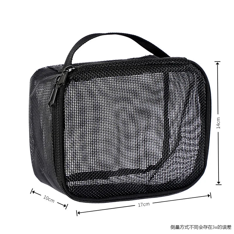 Large Mesh Makeup Bag for Women Portable Breathable Cosmetic Organizer Bag Travel Makeup Pouch with Simple Design