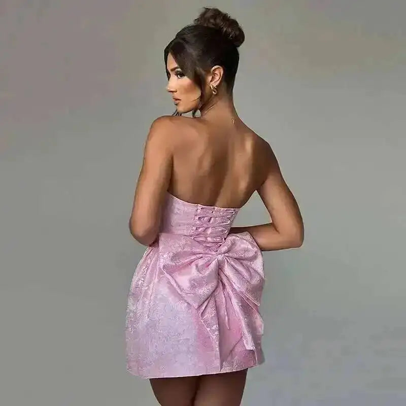 Townlike Women's Elegant Jacquard Backless Mini Dress - USA Made Chic