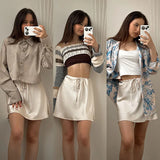 Satin Mini Skirt – Women's Elegant A-Line
