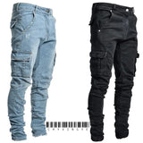 Men's Slim Fit Elastic Denim Cargo Joggers