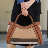 Aidrani  New retro checkered women's handbag, large capacity luxury bag, canvas genuine leather bag