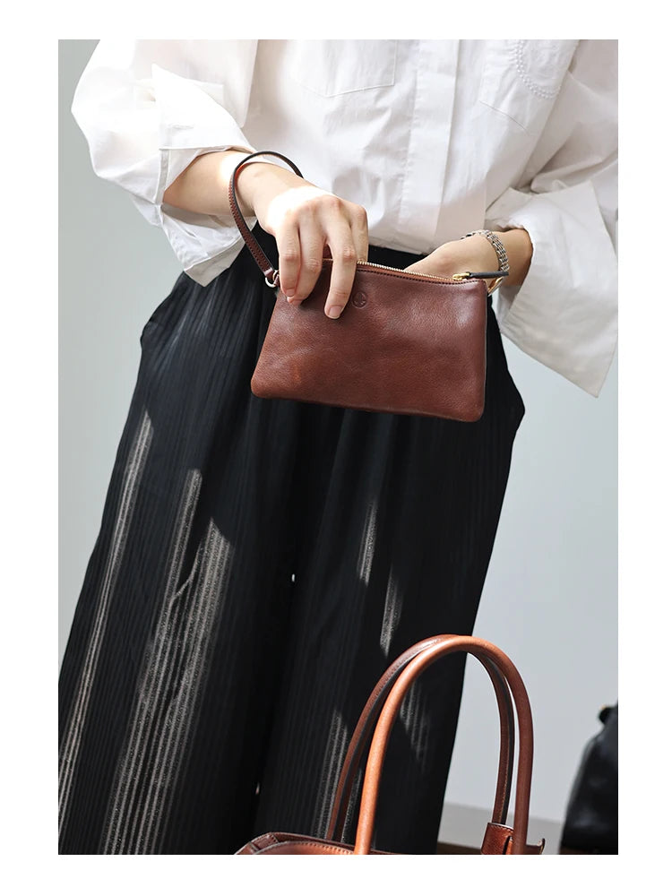 Women's Vegetable-Tanned Cowhide Leather Tote Bag