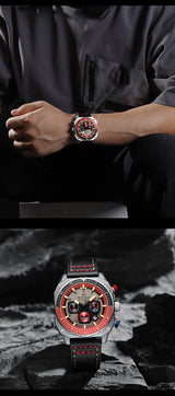 NAVIFORCE Sports Multifunction Waterproof Watches for Men Fashion Leather Luxury Brand Quartz Analog Luminous Square Wrist Watch