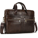 Genuine Leather Briefcase Bag for 15.6 inch laptop computer bag cowskin handbag for men male leather crossbody shoulder bag