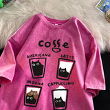 Retro Cat Graphic Cotton Tee – Unisex Harajuku Style