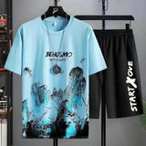 Men's Summer Manga Graffiti 2-Piece Tee & Shorts Set