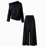 SuperAen Women's Clothing Summer Beautiful Women's 2025 New Loose Shirt Straight Wide-leg Pants Two-piece Set