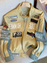 Retro Embroidered Unisex Moto Jacket