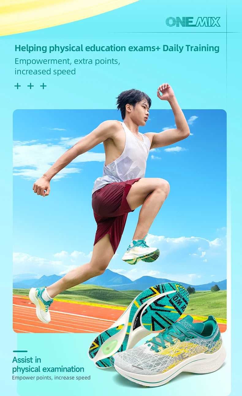 ONEMIX Marathon Carbon Plate Running Shoes Shock Absorption Ultra-light Sports Shoes Rebound Technology Outdoor Men Sneakers