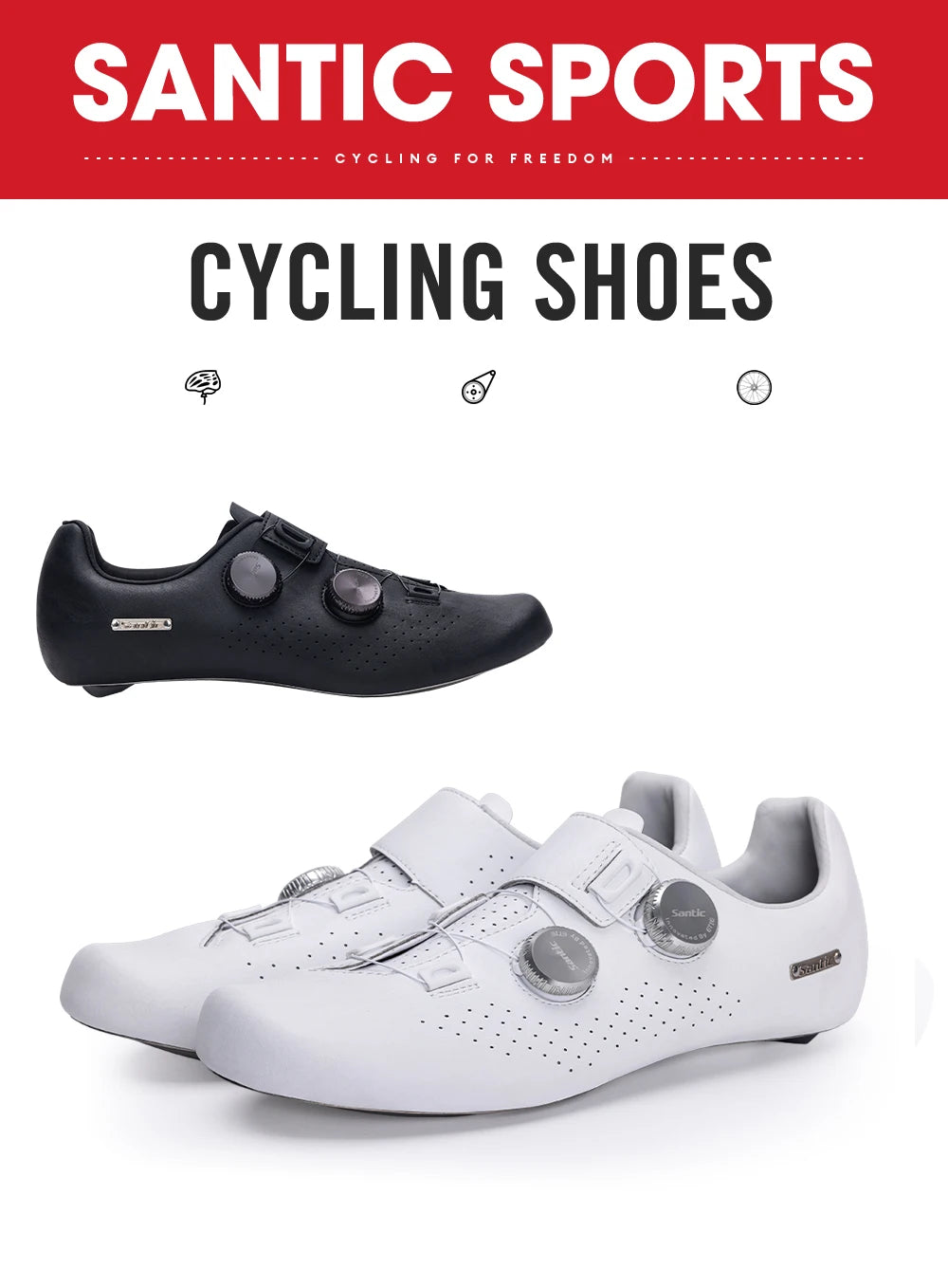 Santic Men's Cycling Shoes New Hardness16 Titanium Alloy Sole Auto-Lock Outdoor Bicycle Sneaker Adjustable Pro Road Racing Shoes