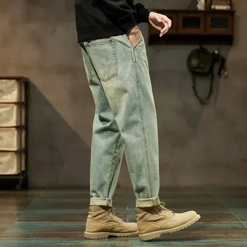 Men's Retro Loose Denim Harem Pants | Harajuku Style