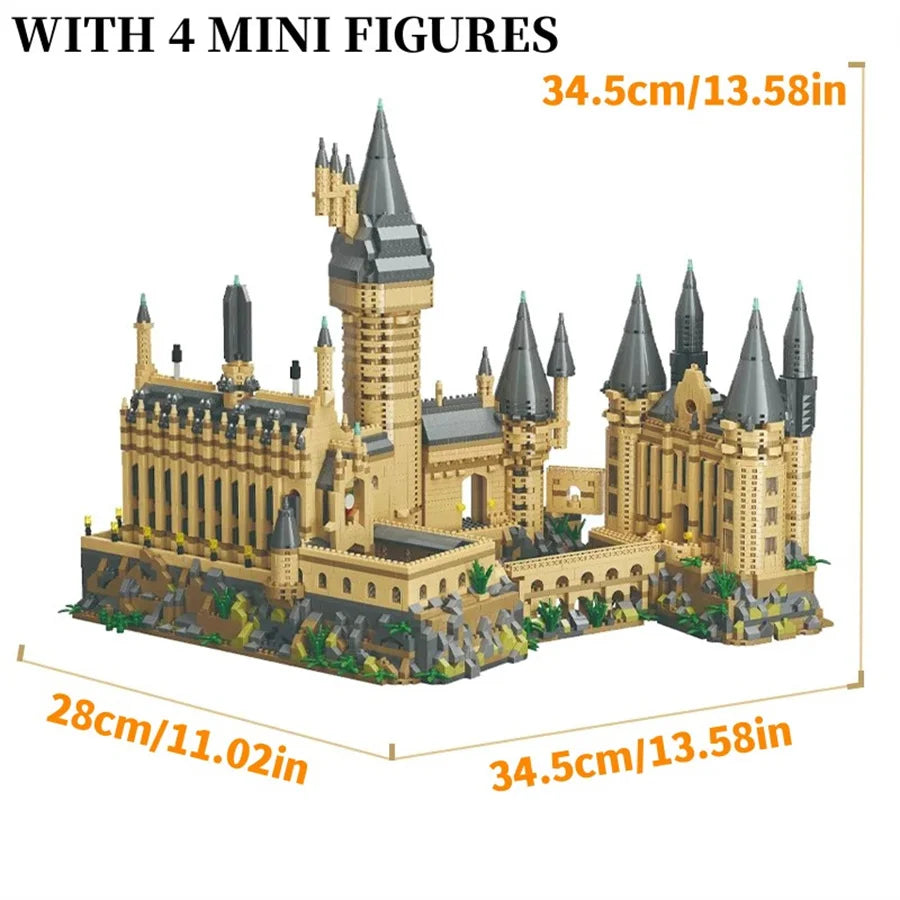 New Magic Castle Micro Building  Blocks Light Up Street View Architecture Creative MOC Model Kit  Kids Christmas Birthday Gifts
