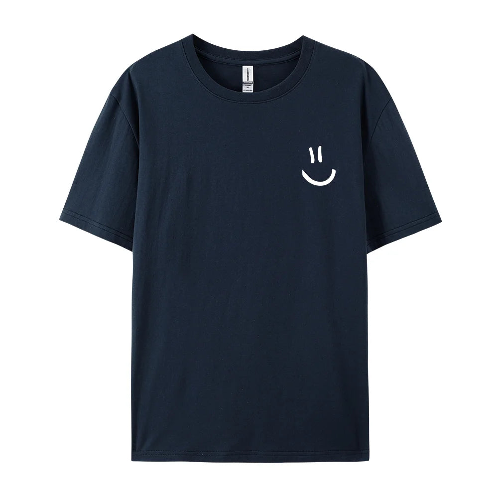 Men's Cotton T-Shirt with Minimalist Smile Print