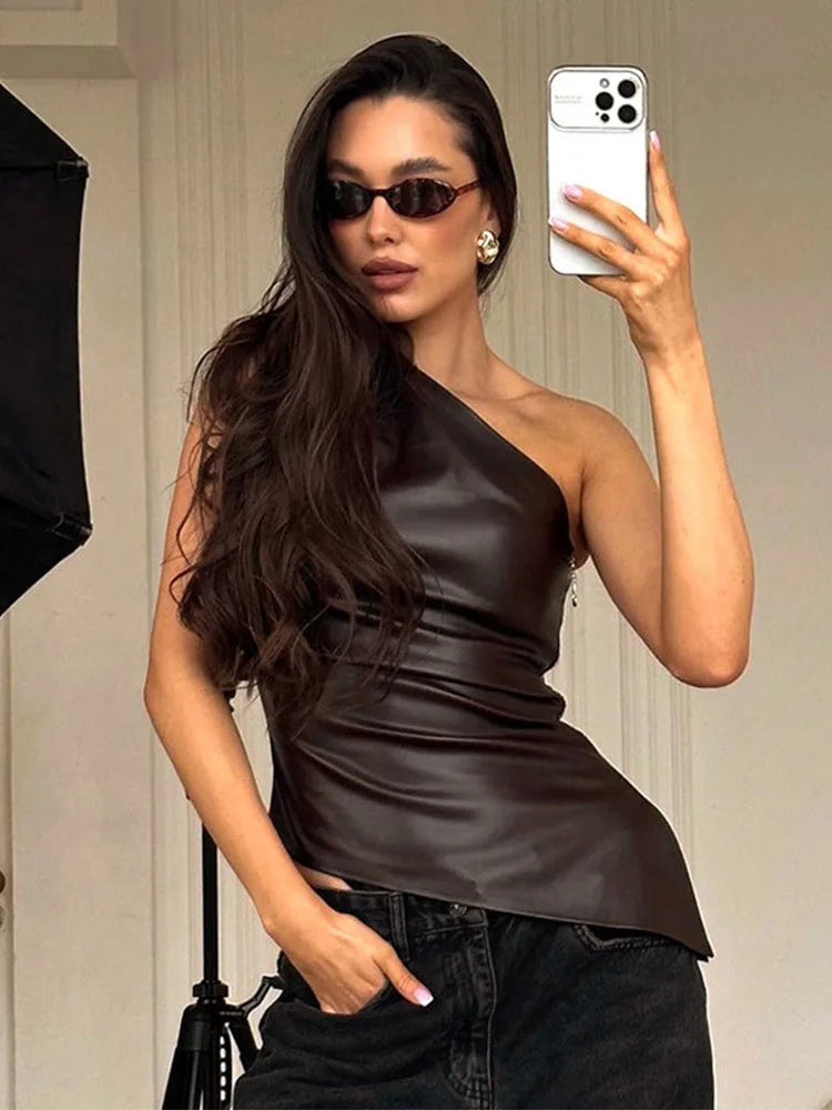 Slim-Fit One-Shoulder Sleek Vest