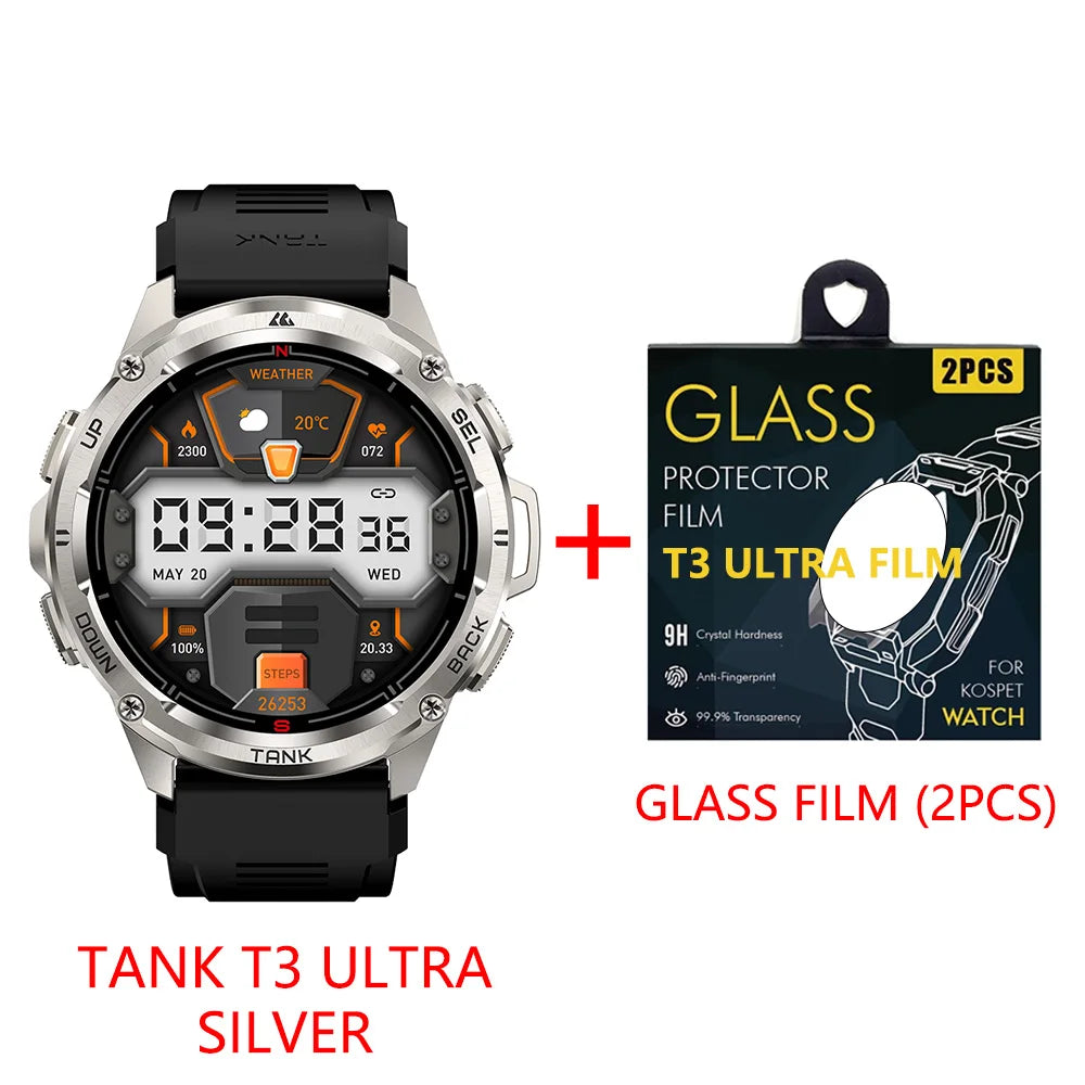 2025 KOSPET TANK T3 Ultra GPS Smart Watch For Men Smartwatch Women 470mAh Battery Digital Fitness AMOLED AOD Bluetooth Watches