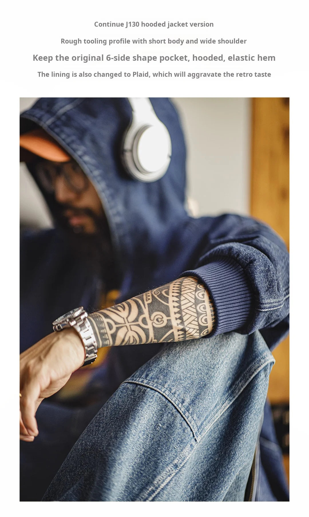 Maden J130 Heavyweight Canvas Hooded Jacket for Men