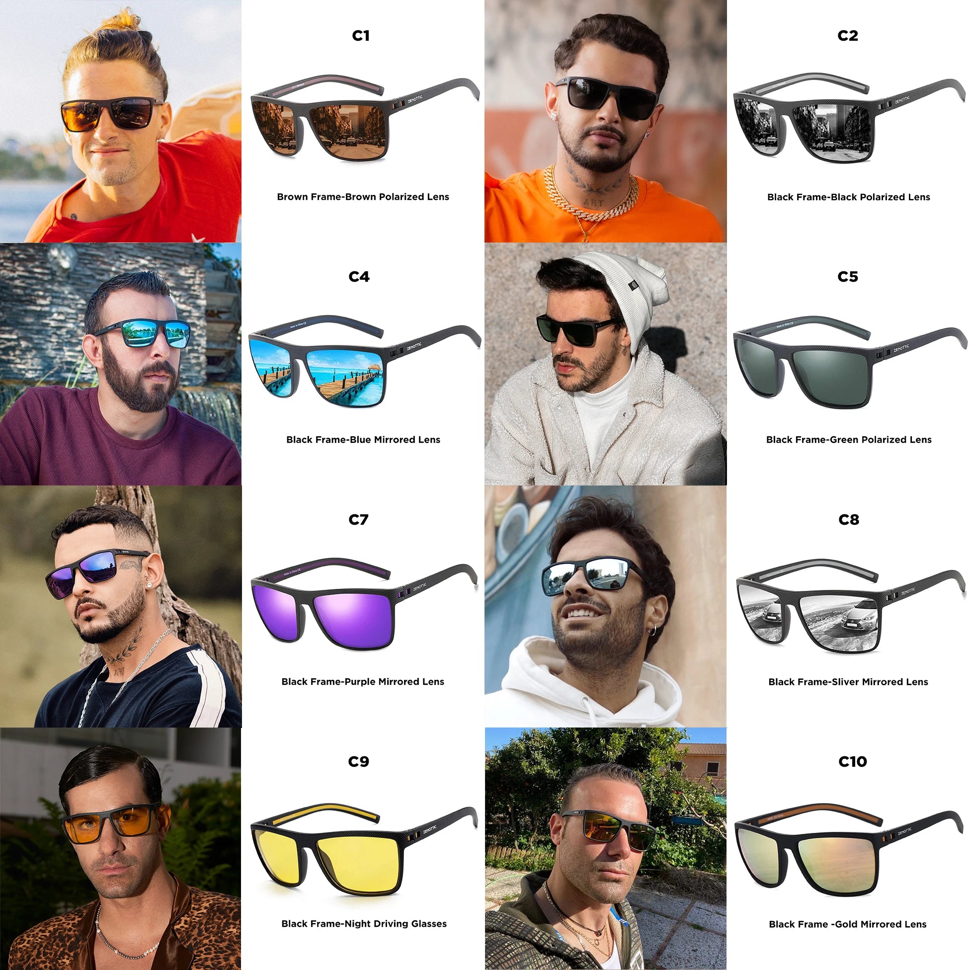 ZENOTTIC Polarized Square Sunglasses for Women & Men