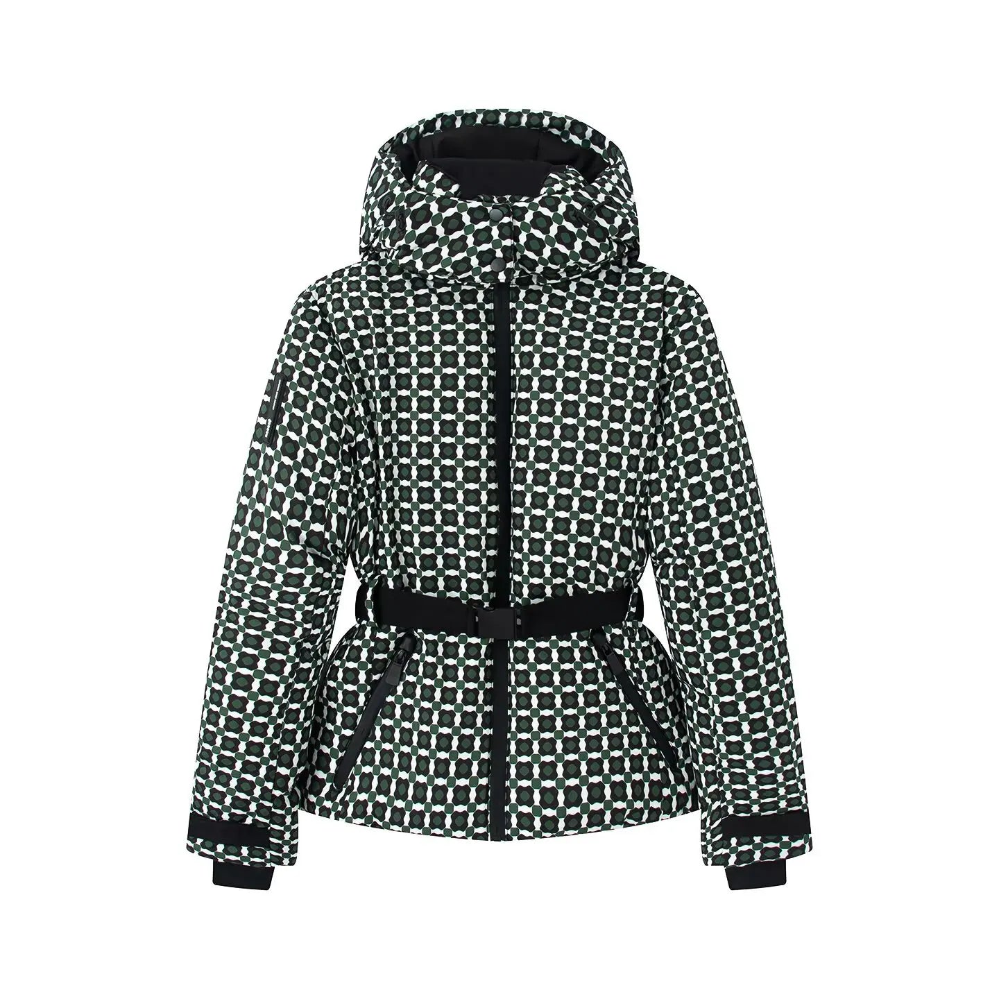 2026 Women's Winter Hooded Padded Sport Parkas Pants 2 PCS Set Belt Female Elegant Warm Windproof Skiing Coats Jackets Trousers