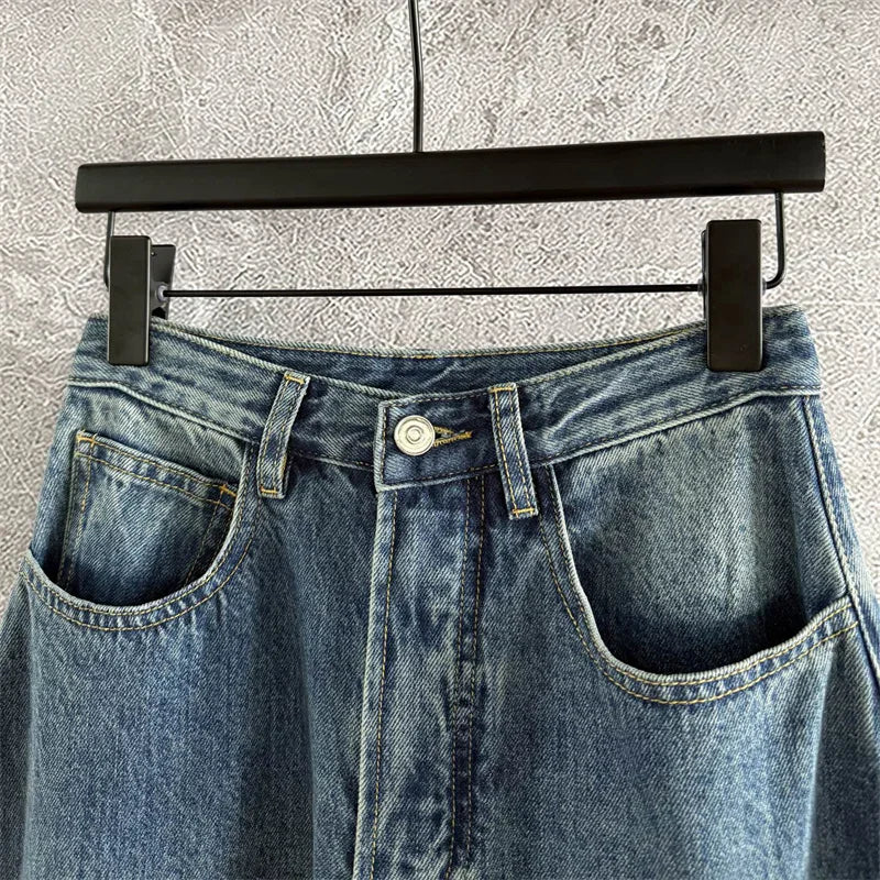 High-Waist Cotton Straight Jeans — Women's Slim Fit