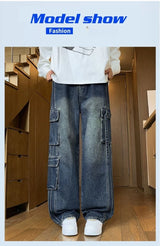 Men's Loose Straight-Leg Multi-Pocket Jeans