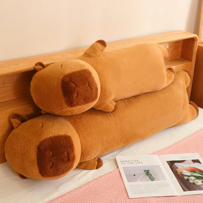 120cm Cartoon Strip Giant Capybara Plush Doll Pillow High Quality Soft Capybara Plush Toy Warm Hug For Girlfriend Birthday Gift