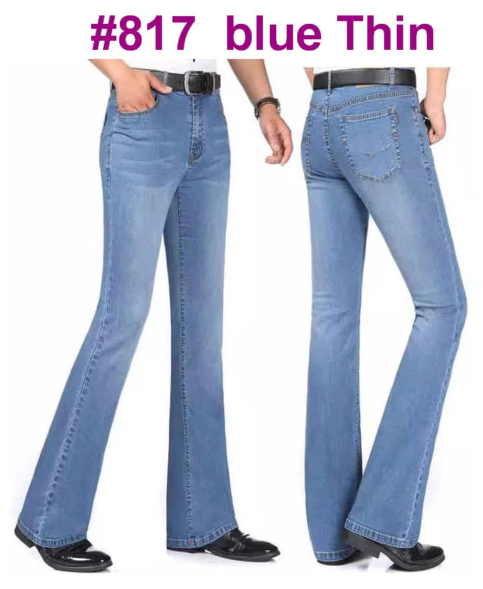 Men's Mid-Rise Flare Jeans | Slim Fit Denim Trousers